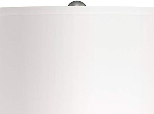 Possini Euro Tasarım Modern Masa Lambaları 32 Uzun Boylu 2 Set Fırçalanmış Nikel Kabak Beyaz Davul Gölge Dekor Oturma