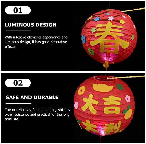 SEWACC Noel Dekor El Dekor Çin Fener 3 Takım El Yapımı Kağıt Fenerler Karikatür Fenerler DIY Çin Yeni Yıl Fenerler