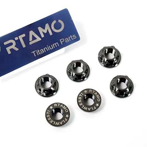 RTAMO M10×1.0 Titanyum Flanş Somunları Altıgen Somunlar 6 ADET kiti (Siyah)