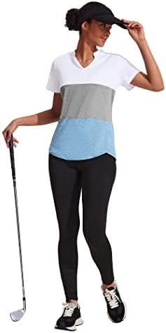 COOrun Bayan Egzersiz Üstleri Kısa Kollu V Boyun Nem Esneklik Gömlek Yoga Üst Golf Atletik Koşu Rahat T-Shirt