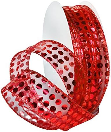Morex Şerit Kablolu Naylon Küçük Şeffaf Nokta Şerit, 1-1/2 x 50 yd, Kırmızı / Kırmızı