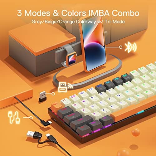 Redragon K644 SE 65 %3 Modlu Kablosuz RGB Oyun Klavyesi, 61 Tuş Çalışırken Değiştirilebilir Kompakt Mekanik Klavye