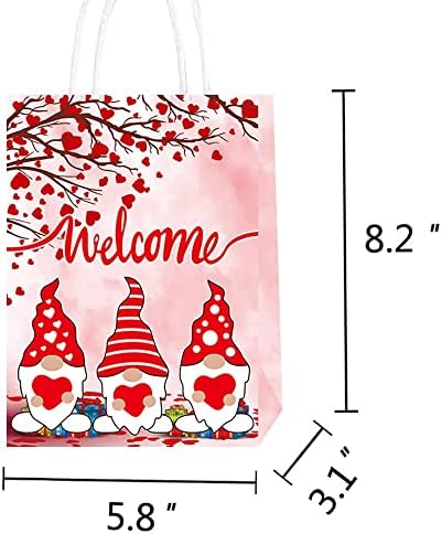 Sevgililer Günü Cüceler Kağıt Torbalar 12 Paket Sevgililer Günü Cüceler Çocuklar için Hediye Keseleri Parti Sevgililer