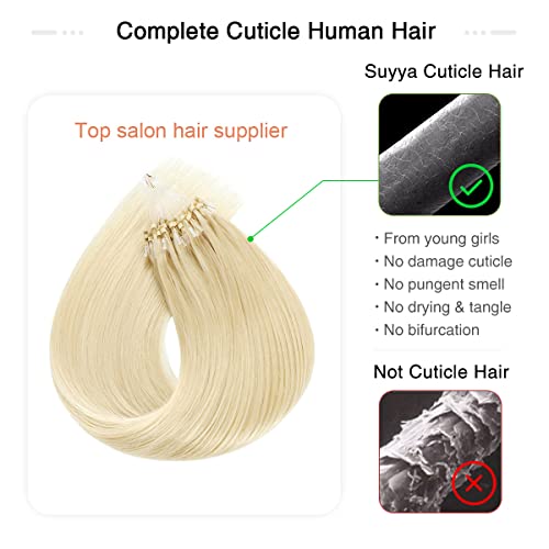 SUYYA Mikro Linkler saç ekleme Platin Sarışın Mikro Döngü insan saçı postiş Düz Mikrolink saç ekleme İnsan Saçı 50