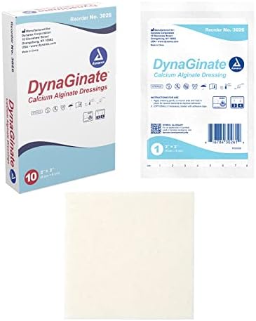 Dynarex DynaGinate Kalsiyum Aljinat Yara Pansuman-Steril, Yapışmaz Topikal Yara Pedleri-Orta ila Yüksek Sızan Kesimler