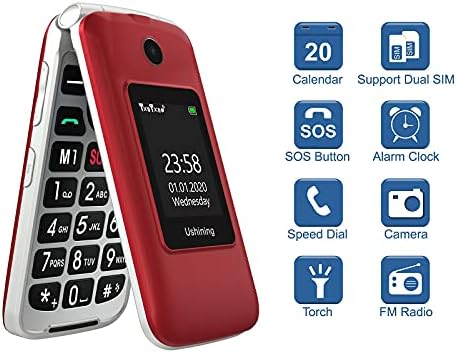 USHINING Kıdemli Flip Telefon Unlocked 3G SOS Büyük Düğme Unlocked T Cep Flip Telefon 2.8 LCD ve Büyük Tuş Takımı