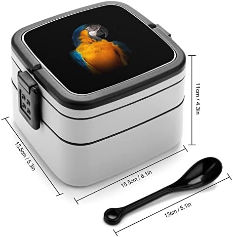 Sarı ve Mavi Amerika Papağanı yemek kabı Taşınabilir Çift Katmanlı Bento Kutusu Büyük Kapasiteli yemek kutusu Gıda