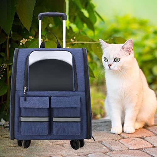 Animals Taşınabilir Kedi tekerlekli çanta Sırt Çantası Nefes Kulübesi Kafesi Saplı Taşıma Çantası Küçük Hayvanlar