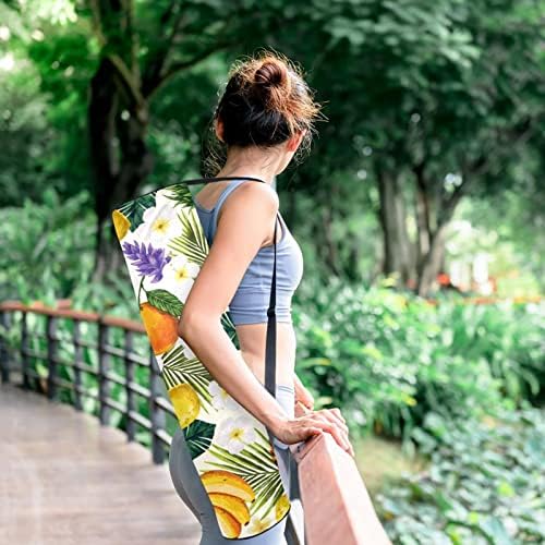 Tropikal Meyve Muz Limon Çiçek Desen Yoga Mat Taşıyıcı Çanta Omuz Askısı ile Yoga Mat Çantası Spor Çanta Plaj Çantası