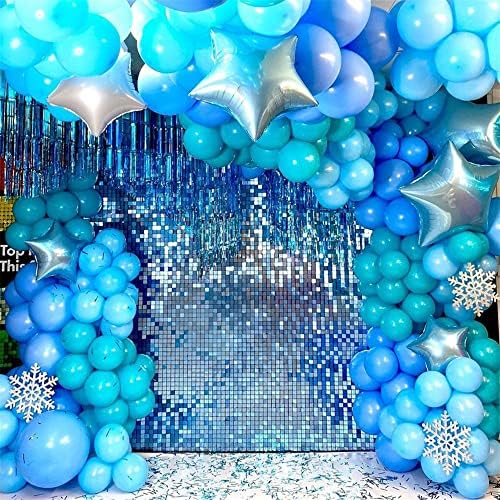 Bağımsızlık Günü için bebek Mavisi Pırıltılı Duvar Zemin Panelleri-24 Adet Kare Pullu Duvar Panelleri Glitter Parti