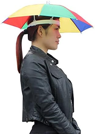QIWYGPYQ 2 Paket Şemsiye Şapka kafa bandı, Şemsiye Kapağı Açık Gökkuşağı Balıkçılık Şemsiye Ayarlanabilir Güneş yağmur