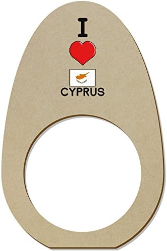 Azeeda 5 x 'Kıbrıs'ı Seviyorum' Ahşap Peçete Halkaları / Tutucular (NR00051752)