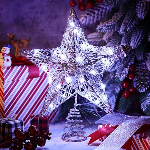 Noel simli yıldız ağacı Topper yay ışıklı 12 inç noel ağacı yıldız Treetop noel ağacı süsleme Noel ağacı dekorasyon