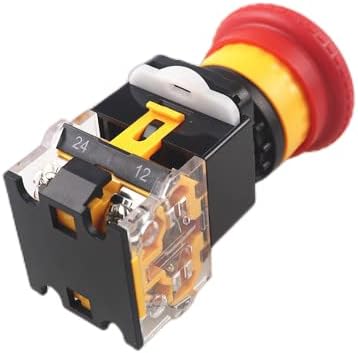 22mm Acil Durum Anahtarı 1NO 1NC Kendinden Kilitlemeli Acil Durdurma Düğmesi Anahtarı LA38-11- (Renk: 1NO1NC)