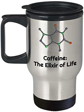 Komik kafein Seyahat kupası, Kafein Molekülü, Kahve sever kimyager iş arkadaşı bağımlısı için