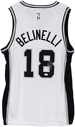 Marco Belinelli San Antonio Spurs İmzalı Beyaz 18 Forması JSA COA İmzaladı