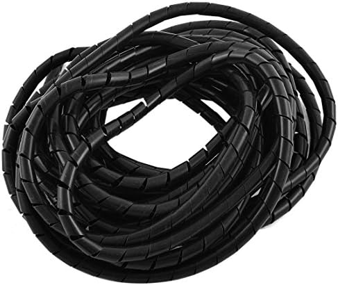 Aexit Spiral Sarma Mili Yaka Bant kablo tel Yöneticisi 8mm Dia 8M Daralan Mil Yaka Uzun Siyah
