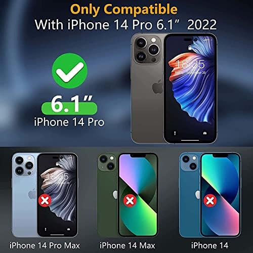 EEOMOik Lychee Desen Flip Kılıf Telefon Kılıfı, Apple iPhone 14 Pro için 2022 Premium Deri Folio Kapak [Ekran ve Kamera