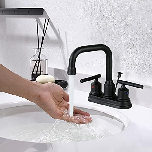WOWOW Banyo Musluk Siyah 4 inç Banyo lavabo musluğu Centerset Kaldırma Çubuğu tahliye tapası 2 Kolu Lavabo Ticari
