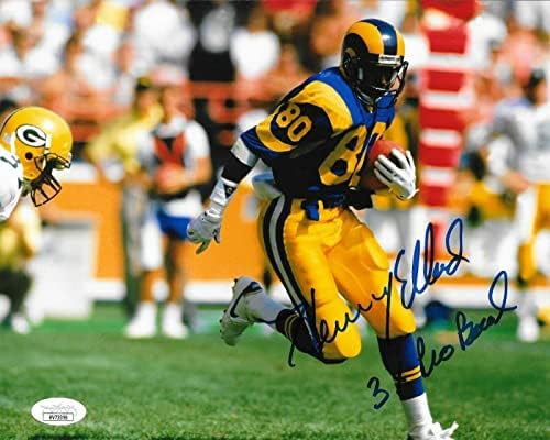 Henry Ellard imzalı Los Angeles Rams 8x10 fotoğraf imzalı 4 JSA İmzalı NFL Fotoğrafı