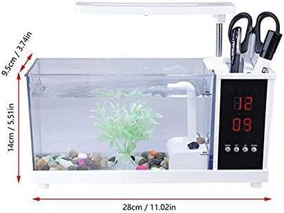 XJJZS Mini akvaryum Balık USB Akvaryum led ışık ile lcd ekran Ekran ve Saat balık akvaryumu balık tankları Siyah /
