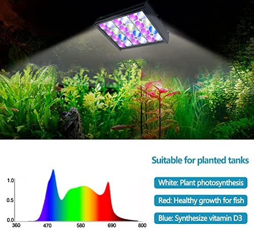 PopBloom Bitki akvaryum LED ışıkları, 60W Akvaryum LED Lamba Tatlısu Ekili Akvaryum Tropikal Balık Canlı Bitkiler