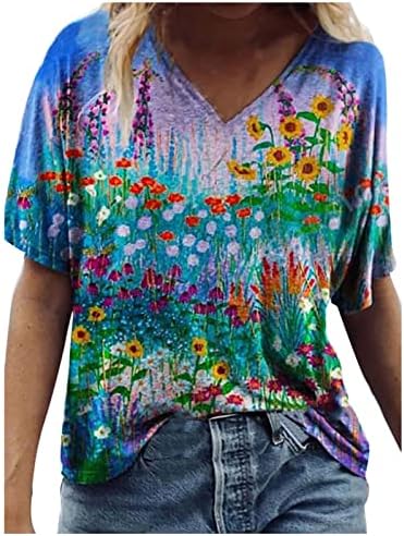 Giyim kısa kollu V boyun pamuk grafik üst Tshirt Bayan sonbahar yaz rahat gömlek EE EE için