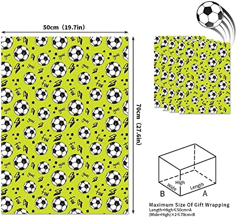 Eğlenceli Futbol Topu Futbol Spor Sahası Hediye Yeşil Ambalaj Kağıdı 4 Yaprak, Ambalaj Kağıdı Hediye Paketi Erkekler
