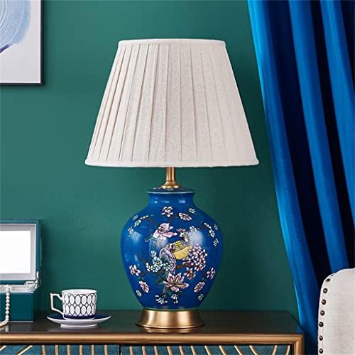 IRDFWH Romantik Mavi Porselen Seramik Masa Lambası Oturma Odası Yatak Odası Başucu Lambası Başucu masa lambası Gece