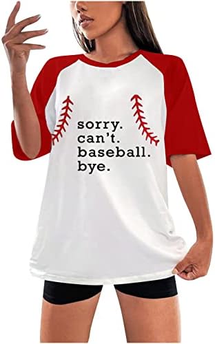 Üzgünüm olamaz Beyzbol Güle Üstleri Kadın Komik Beyzbol Grafik Tişörtleri Yaz Rahat Kısa Kollu Tee Tunikler Spor Gömlek