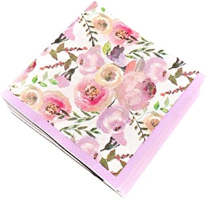 40-ct 10 x 10 3 Katlı Kağıt Yaylı Yaz Çiçekli İçecek Peçeteleri / Pembe Çiçekli Montaj / Dekupaj Peçeteleri / İlkbahar