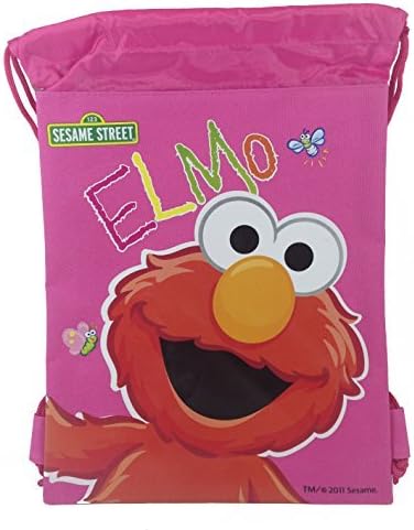 Susam Sokağı Elmo 10 X 14 büzgülü sırt çantası Ağır Naylon Tote Çanta Renk (Bebek Mavisi, Pembe)