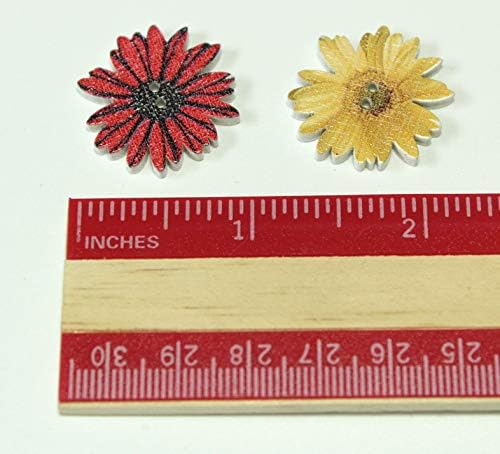 HEPSİ BİR arada Papatya Çiçek Şekli Karışık Renkli Ahşap Düğmeler Vintage Düğmeler için 2 Delikli DIY Dikiş El Sanatları