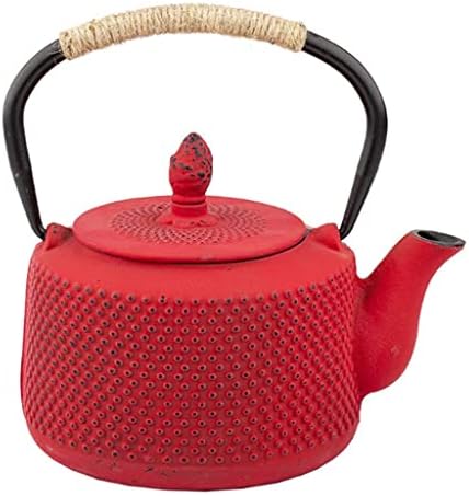 Demlik filtreli Kalın dökme demir demlik gaz sobası su ısıtıcısı kırmızı çaydanlık kaldırma demir su ısıtıcısı (Renk: