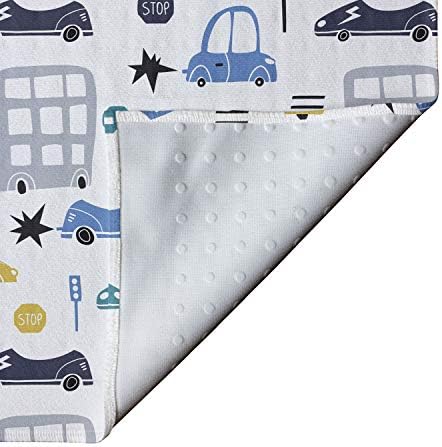 Ambesonne Trafik Yoga Mat Havlu, Durma İşaretleri ve Sokak Tabelaları ile Çocuksu Araba Sürücü Otomobilleri Çizgi