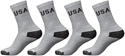 4 Çift Erkek Atletik ABD Yastıklı Mürettebat Çorapları Gri Spor Premium Pamuk 10-13