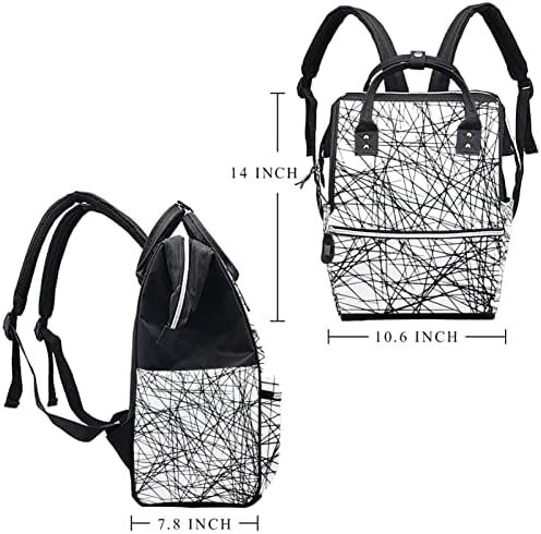 Asimetrik Doku Kaotik Hatları ile Soyut Geometrik Desen bebek bezi çantası Sırt Çantası Bebek Bezi Değiştirme Çantaları
