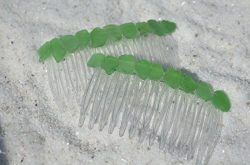 DejaVu Tasarımlar Hakiki Kelly Yeşil Deniz Cam Saç Combs (2 Set)