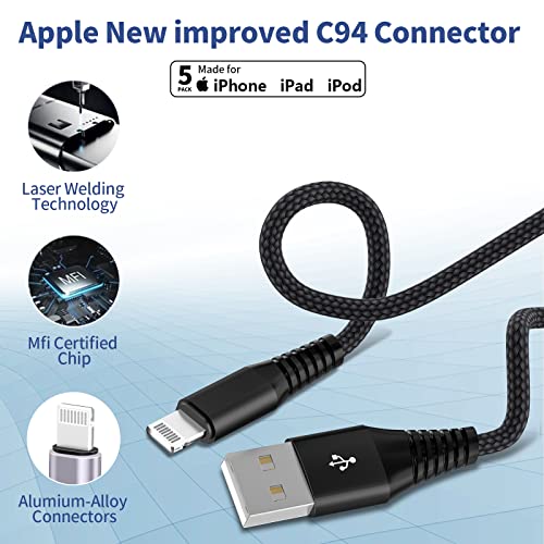 [Apple MFi Sertifikalı] 5 Paket Kısa Yıldırım Kablosu(8 inç), iPhone Hızlı Şarj Kablosu USB Yıldırım Yüksek Hızlı