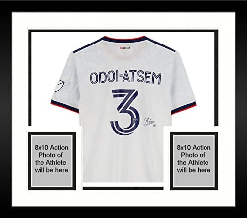 Çerçeveli Chris Odoi-Atsen D. C. United İmzalı Maç-2022 MLS Sezonundan 3 numaralı Beyaz Forma Kullanıldı-M Beden İmzalı