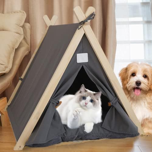 Katlanır Pet Teepee Köpek Çadır Taşınabilir Köpek ve Kedi Yatak Yastık ile Dış Köpek Evleri için Kapalı Yastık ile