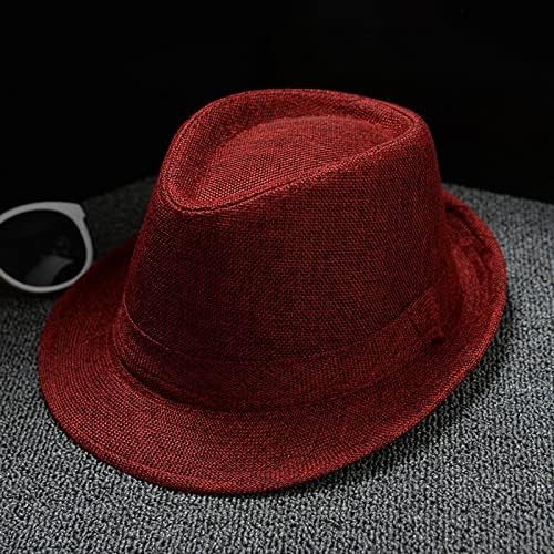 ıCJJL Unisex Klasik güneş şapkaları-Yaz Panama fötr şapka Şapka Kısa Ağız Plaj Kap Şapka Kadın Erkek Şarap
