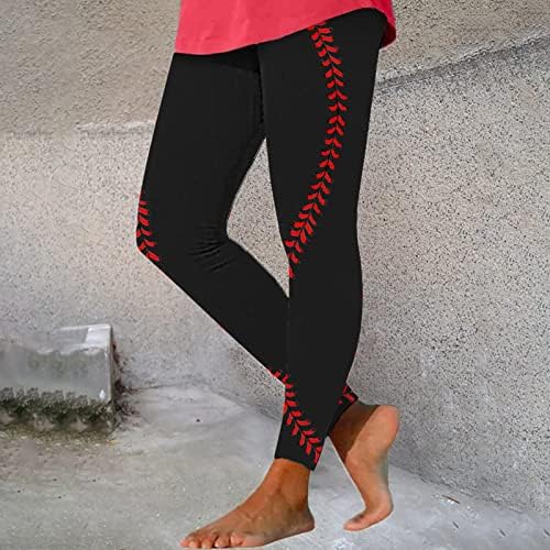 Beyzbol Desen Egzersiz yoga taytı Kadınlar için Yüksek Belli Tayt Ultra Yumuşak Fırçalanmış Elastik Rahat koşucu egzersiz