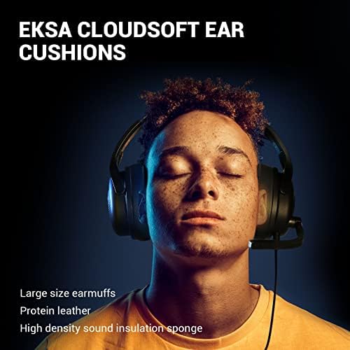 EKSA AirComfy Kablolu Kulaklıklar-Mikrofonlu PC Kulaklığı, 245G Hafif, Çift Odacıklı Sürücü, 50MM Stereo Hoparlör,