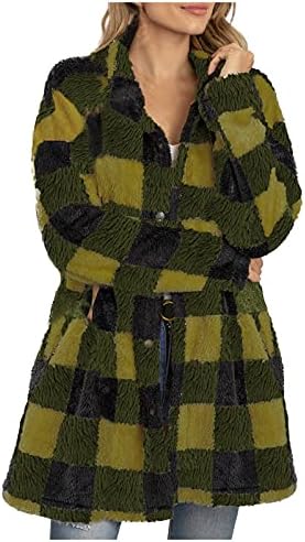 MİNGE Sonbahar Ceket Bayan Açık Ön Moda Uzun Kollu Parti Kontrol Mont Düğmesi Ön Polyester Fit Yaka Hafif
