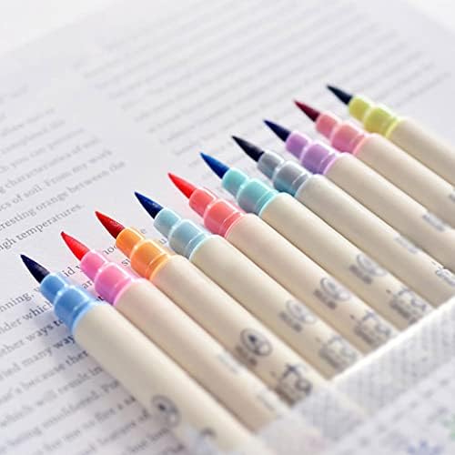 DLOETT 10 Renk Fırça Kalem Seti Kalem Yumuşak Ucu Renk Brushpen Kaligrafi Finecolour Fırça Keçe Sanat Kırtasiye