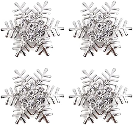 DXMRWJ 4 Adet Kar Tanesi Peçete halkaları Köpüklü Peçete Tokaları Metal Peçete Tutucular (Renk: Gümüş, Boyut