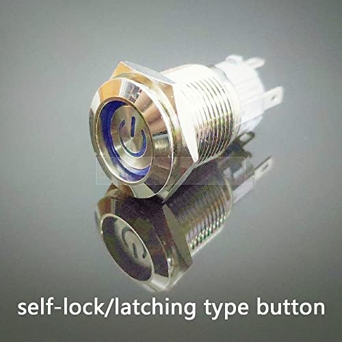 19mm Metal Push Button Mandallama anlık Su Geçirmez Anahtarı led ışık sembolü düz kafa Mavi Yeşil Sarı Beyaz Düğme