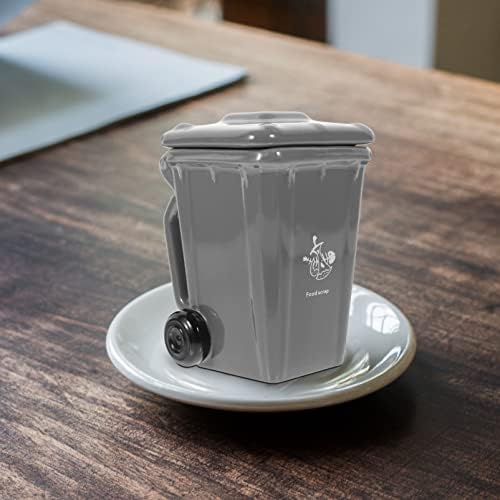 Hemoton Espresso K Bardak 2 adet Komik çöp tenekesi Kupa porselen kahve kulplu fincan Kapak Yenilik çöp tenekesi Seramik