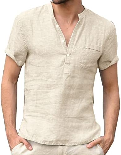 Üstleri T Boyun erkek Rahat Düğmeler Renk Kollu Streetwear Kısa Gömlek Düz Gömlek Bluz erkek Bluz Ekstra Uzun Slim